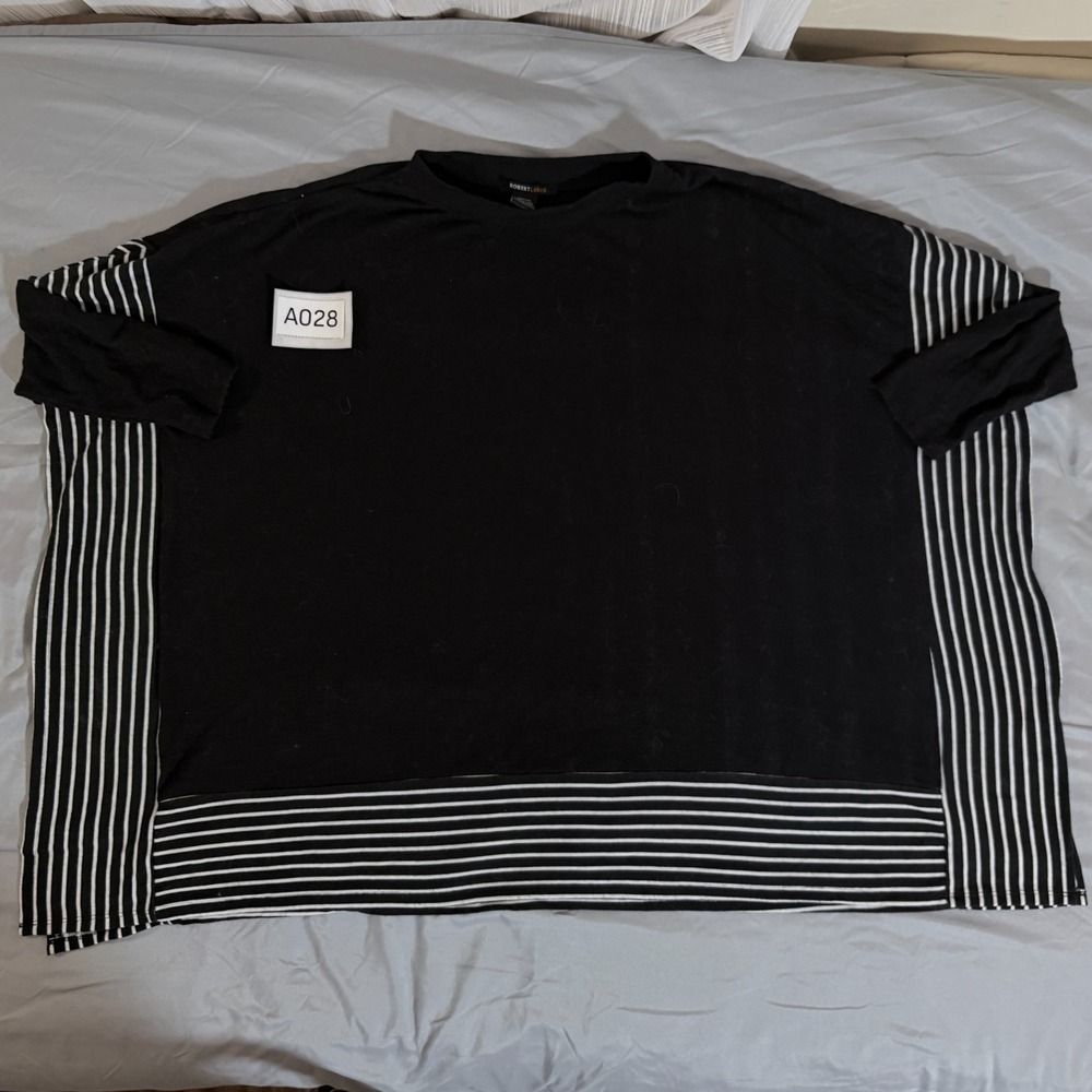 Robert Louis Oversized Black White Stripe Tunic Top Size S Women Dolman Comfy
